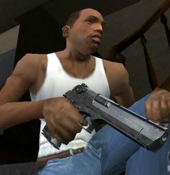 CJ with a gun